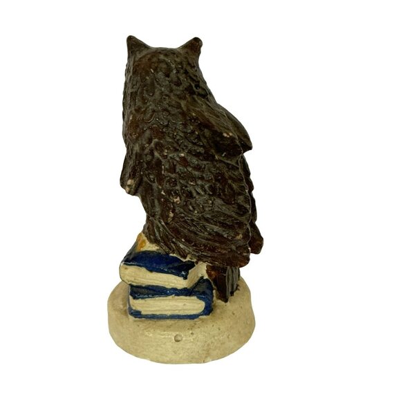 Hand Painted Minature Resin Owl Perched on Books Figurine 2.75" Collectible - Picture 2 of 6